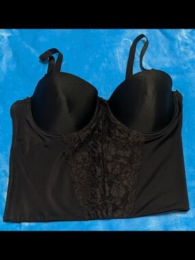 Black Lace Longline Bustier Bra